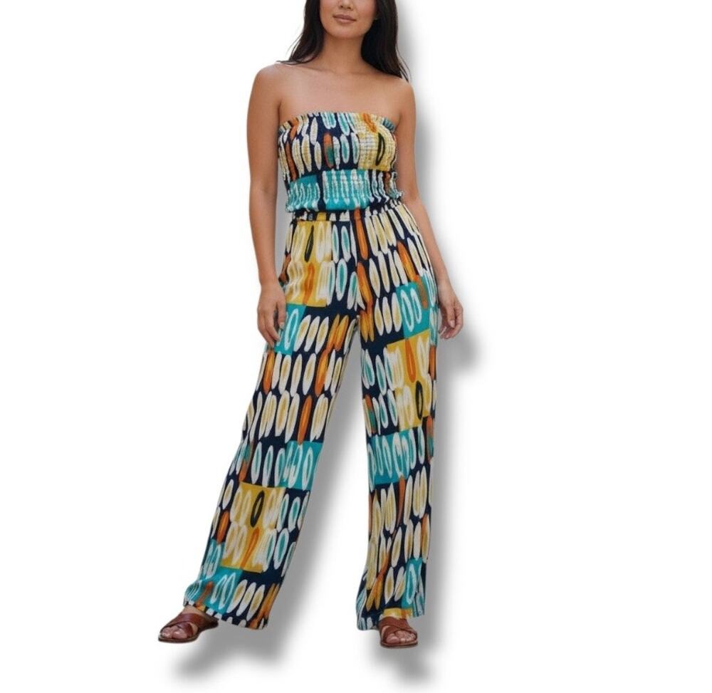 Newberry Kustom wide leg strapless jumpsuit size small